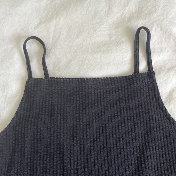 Madewell Seersucker Apron Tank Top, Black, Size XS - Picture 2 of 6